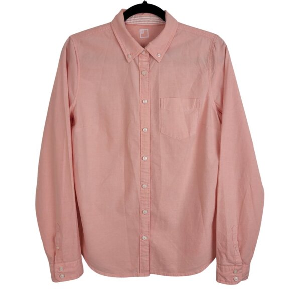 JCP Coral Pink Long Sleeve Button Up Shirt 100% Cotton size large - Picture 1 of 6